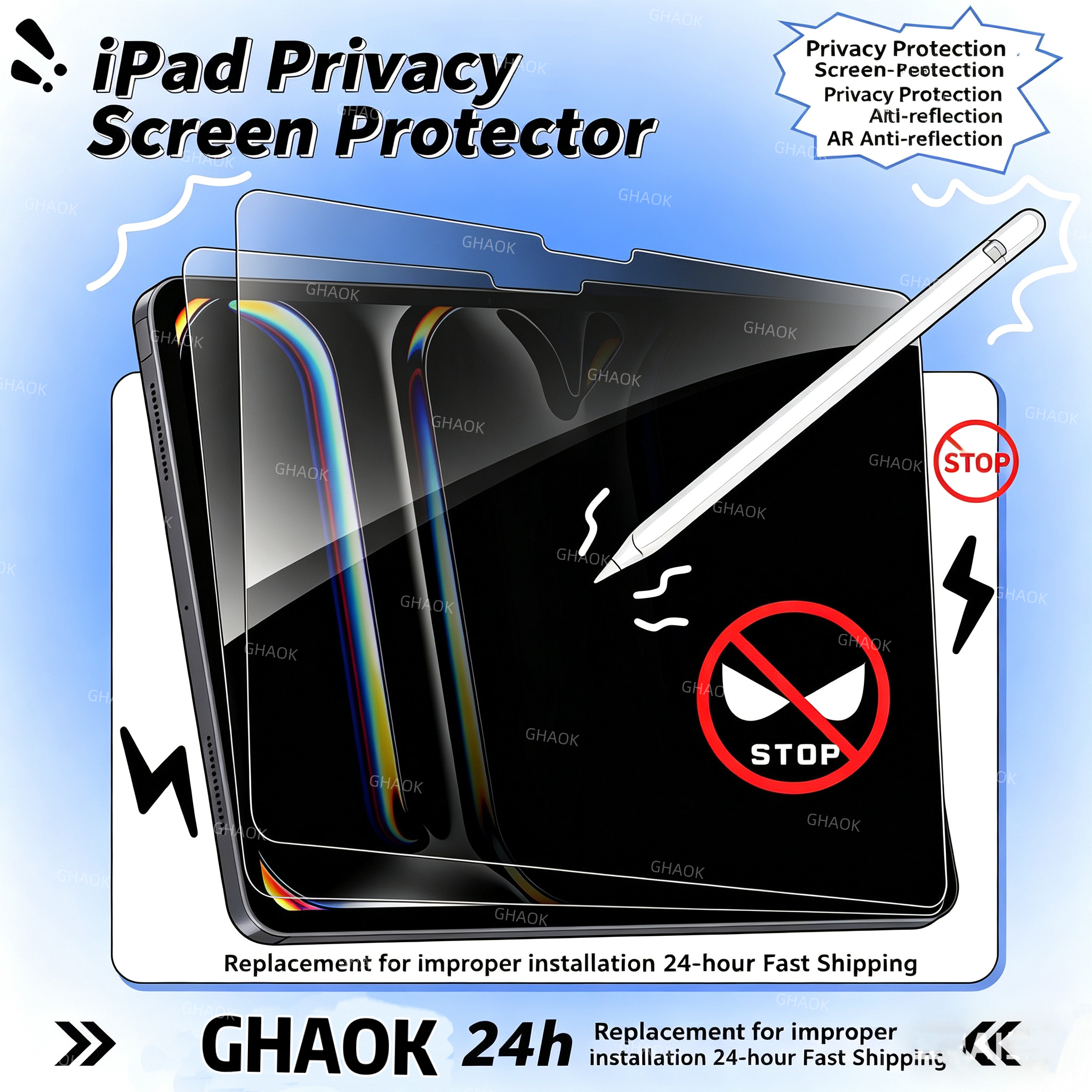 Anti Blue Light Film - 2 Way Privacy Anti-Spy Screen Protector