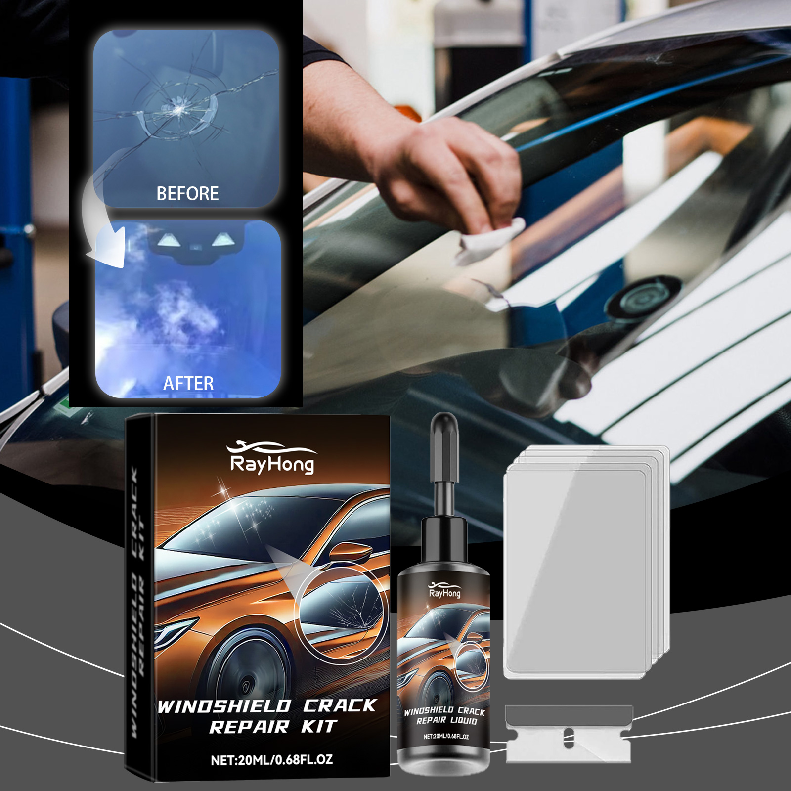 Car Windshield Crack Repair Re - Liquid Uv Glue Kit review and price