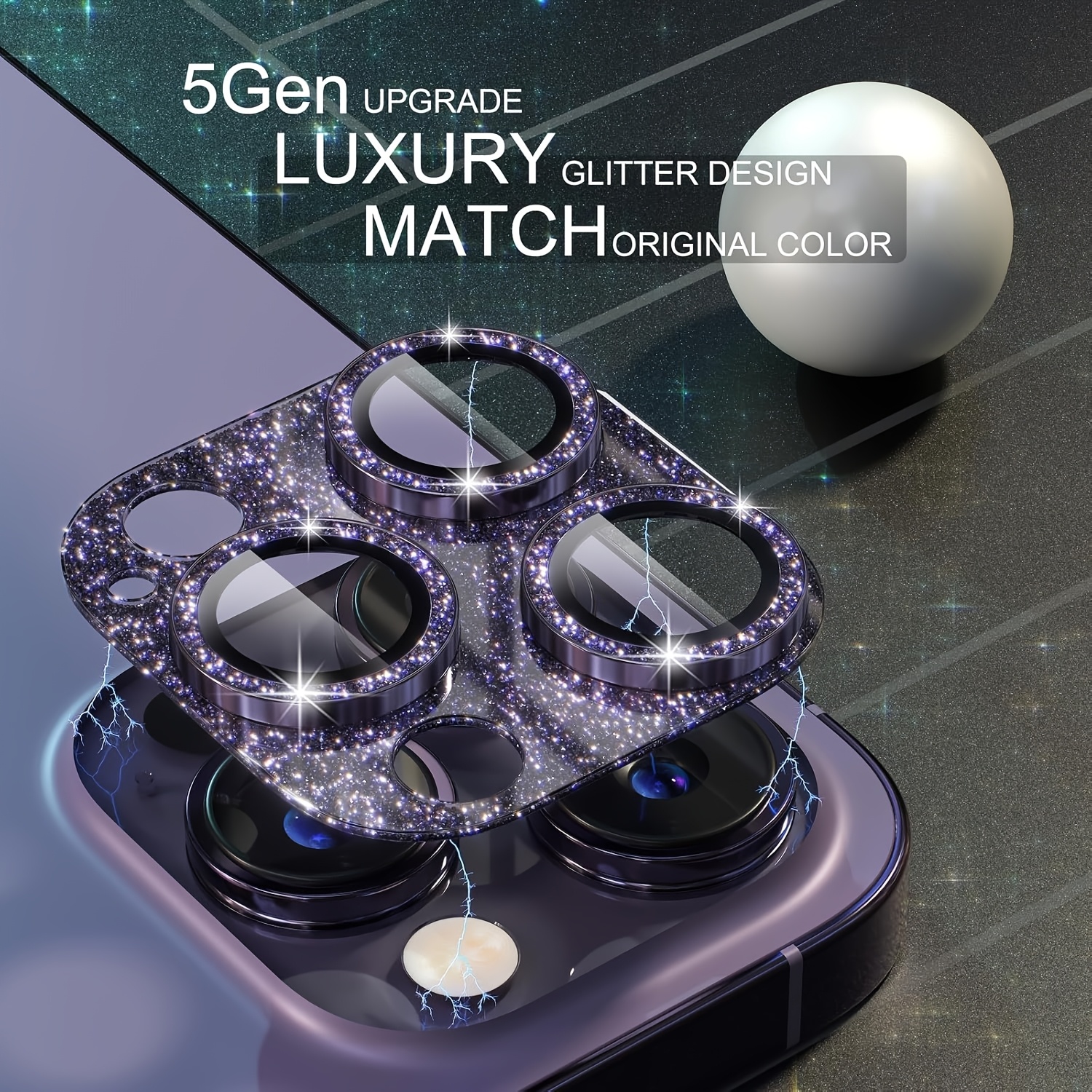 1 Pcs Glitter-Purple Camera Le - Tempered Glass Screen 9H review and price