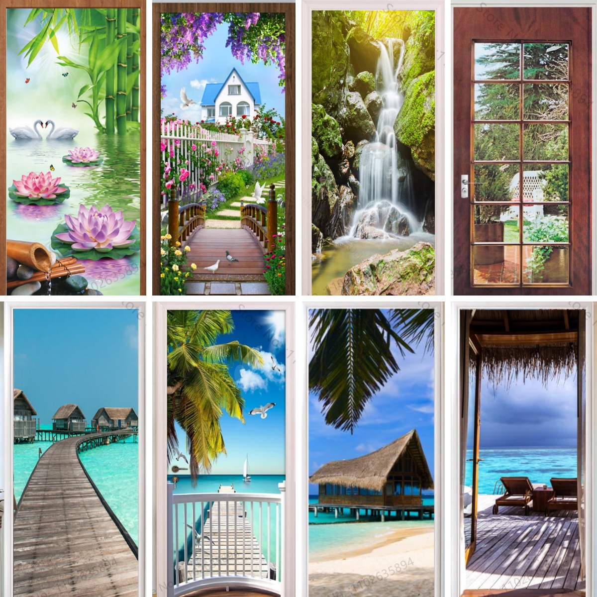 Natural Scenery Beach Waterfal - Full Cover Adhesive review and price