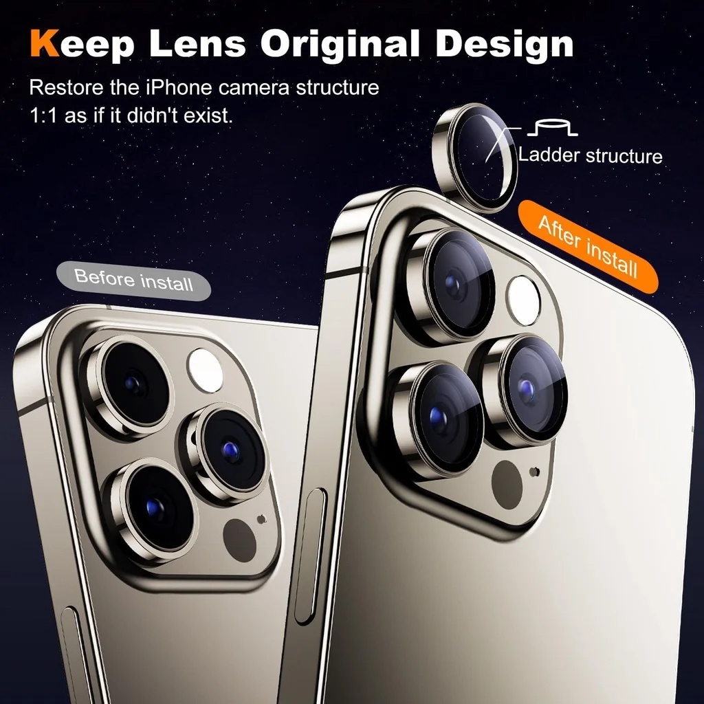 3Pcs Metal Camera Lens Protect - Tempered Glass Screen 9H review and price